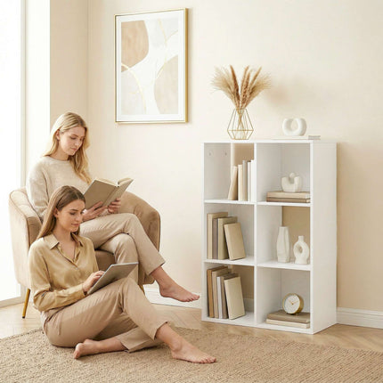 Bookshelf with 3 Shelves, White, Chipboard, Anti-Tip