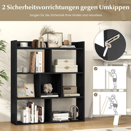 Bookshelf with 7 Cubes, 80x20x90 cm, Black