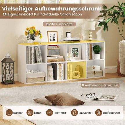Bookshelf with 8 Compartments, 121.5 x 29 x 61 cm, White