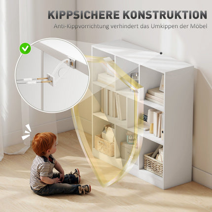 Bookshelf with 8 Shelves, 97.5 x 30 x 100 cm, White