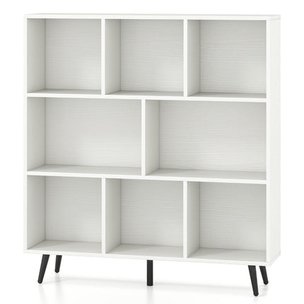 Bookshelf with Shelves, 3-Tier, Wood Legs, 100 cm