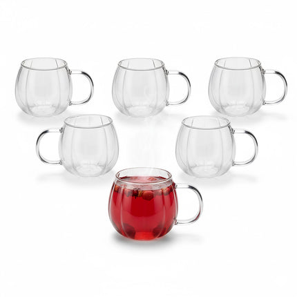 Borosilicate Glass Cups with Handles, Set of 6