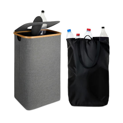 Bottle Collector with Lid, 100L Capacity, Removable Bag
