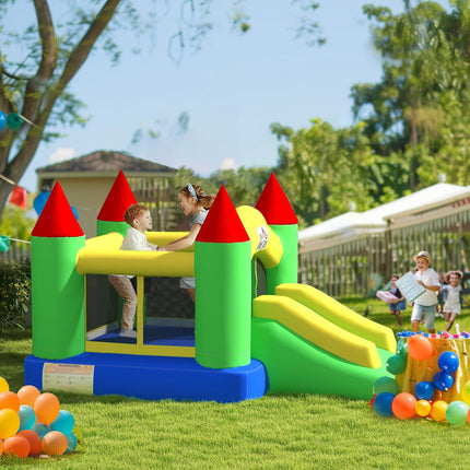 Inflatable bouncy castle for children with slide and net, 300x180x160 cm