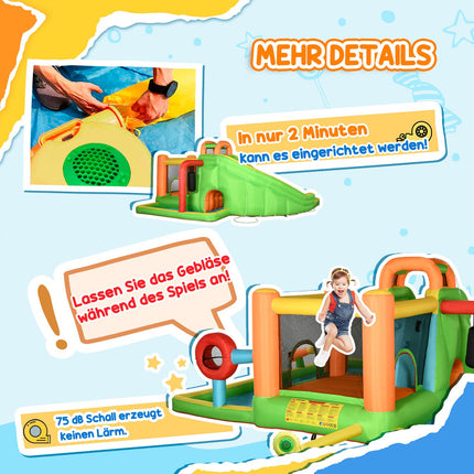 Inflatable water slide and play pool for children, 380x285x225 cm