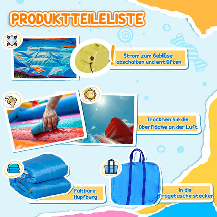 Inflatable water playground with slide and trampoline, 390x300x197 cm
