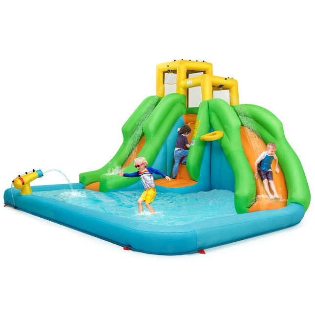 Bouncy Castle Water Park with Two Slides Climbing Wall 400 x 361 x 255 cm (Without Blower)