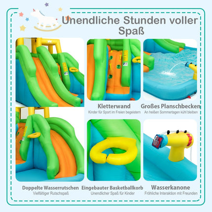 Bouncy Castle Water Park with Two Slides Climbing Wall 400 x 361 x 255 cm (Without Blower)
