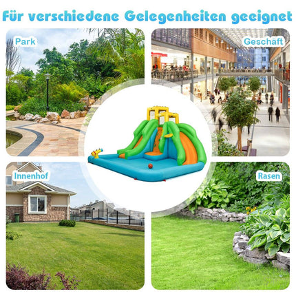 Bouncy Castle Water Park with Two Slides Climbing Wall 400 x 361 x 255 cm (Without Blower)