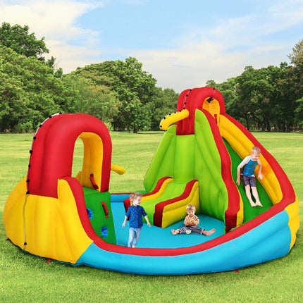 Bouncy castle inflatable water slide children's jumping castle water playground with 2 slides & climbing wall