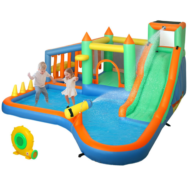Inflatable bouncy castle with slide and water cannon, 3-8 years