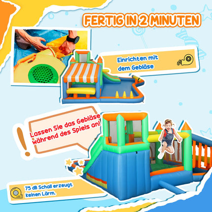 Inflatable bouncy castle with slide and water cannon, 3-8 years
