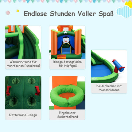 Bouncy castle with slide water park for wet & dry use 370 x 300 x 190 cm green