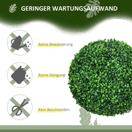 Artificial Boxwood Balls, Set of 2 - UV Resistant, Green