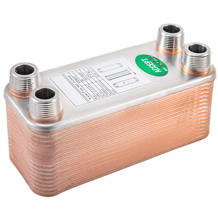 Lutowany płytowy wymiennik ciepła, 30 płyt, 3/4 MNPT, 316L