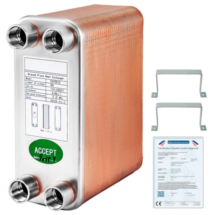 Brazed Plate Heat Exchanger, 60 Plate, 1/2 In BSP FPT, 316L