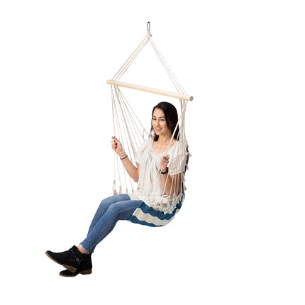 Brazilian Chair, White-Blue, Foldable, Outdoor Use