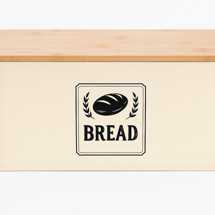 Bread Bin with Bamboo Lid – Retro Design, Metal Casing