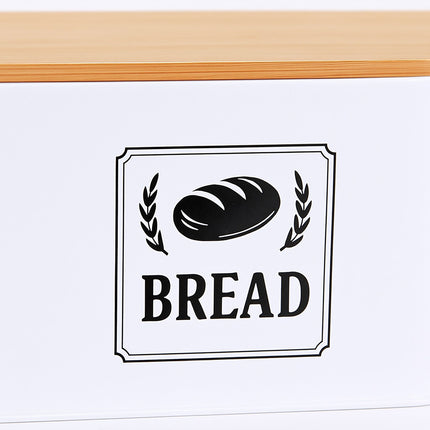 Bread Bin with Bamboo Lid – Retro Design, Metal Casing