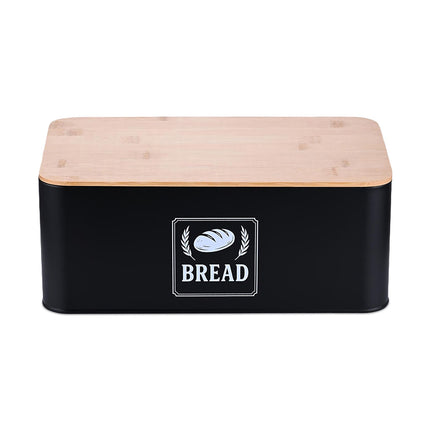 Bread Bin with Bamboo Lid – Retro Design, Metal Casing