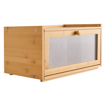 Bread Box for Countertop, Large Bamboo, Acrylic Wavy Door