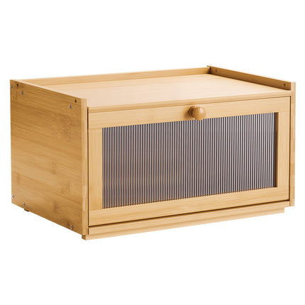 Bread Box for Countertop, Large Bamboo, Acrylic Wavy Door
