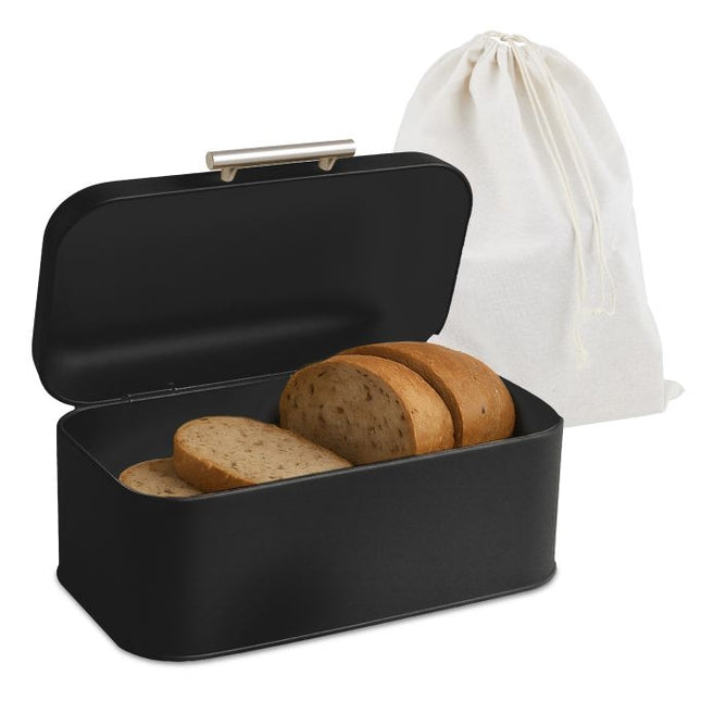 Bread Box with Lid and Bag – Metal, Retro Design