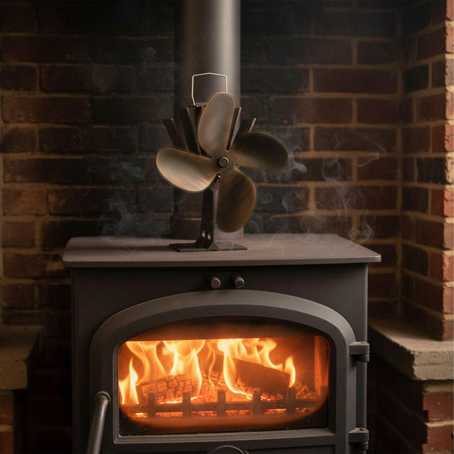 Bronze colored stove fan without electricity