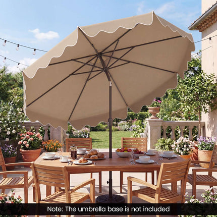 Brown 270cm Ruffled Parasol with Hand Crank & Tilt