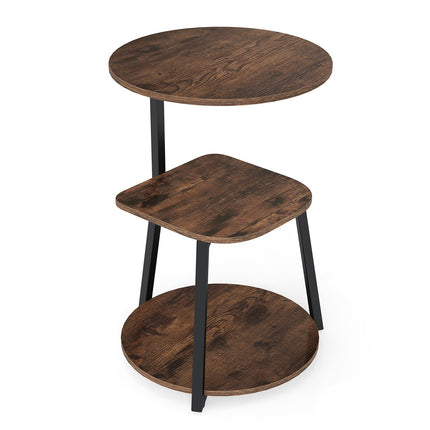 Brown 3-Tier Side Table with Metal Frame, 42.5x61 cm