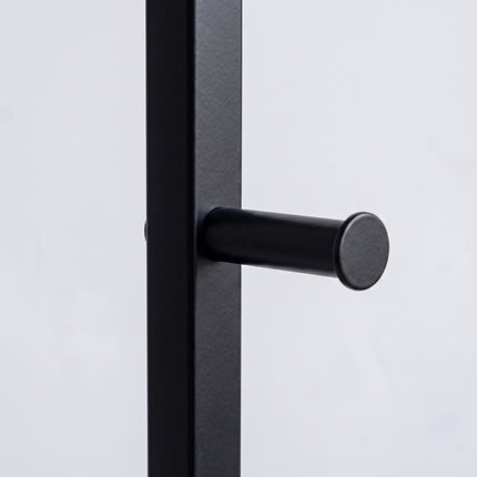 Brown Coat Rack with Hooks, Shelves & Rail
