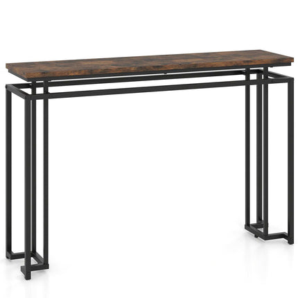 Brown Console Table with Metal Frame, 120 x 30 x 80.5 cm