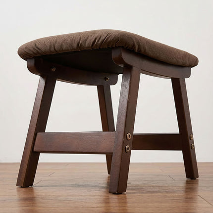 Brown Ergonomic Footstool, Beech Wood & Linen, 29x40x25 cm