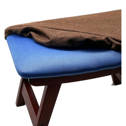 Brown Ergonomic Footstool, Beech Wood & Linen, 29x40x25 cm