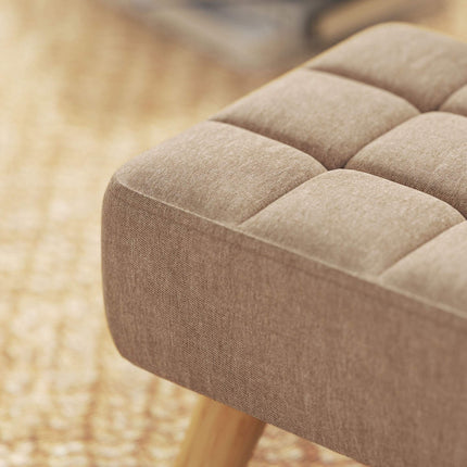 Brown Linen-Look Footstool, Padded, 110 kg Capacity
