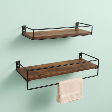 Brown MDF Wall Shelves, Set of 2, 40x15.5 cm