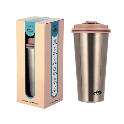Brown Thermal Cup – Insulated, Reusable, 18 oz
