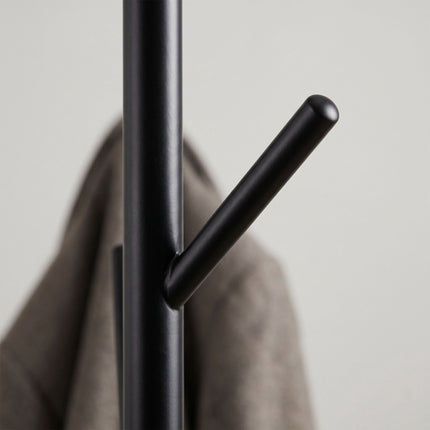 Brown Tree-Shaped Coat Rack with 8 Hooks and 2 Shelves
