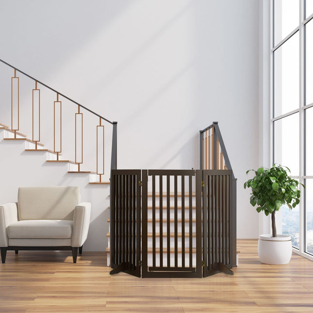 Brown security gate with door 92 cm