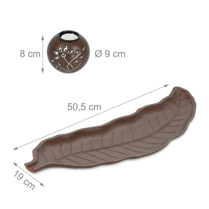 Brown tealight holder with tray