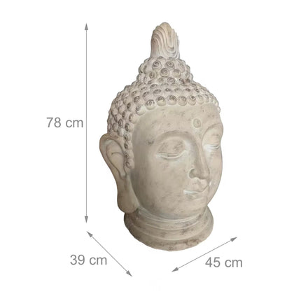 Buddha Head Sculpture, 78cm, Weatherproof Polyresin