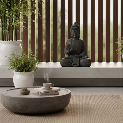 Buddha Statue 52cm, Weatherproof Polyresin, Stone Finish