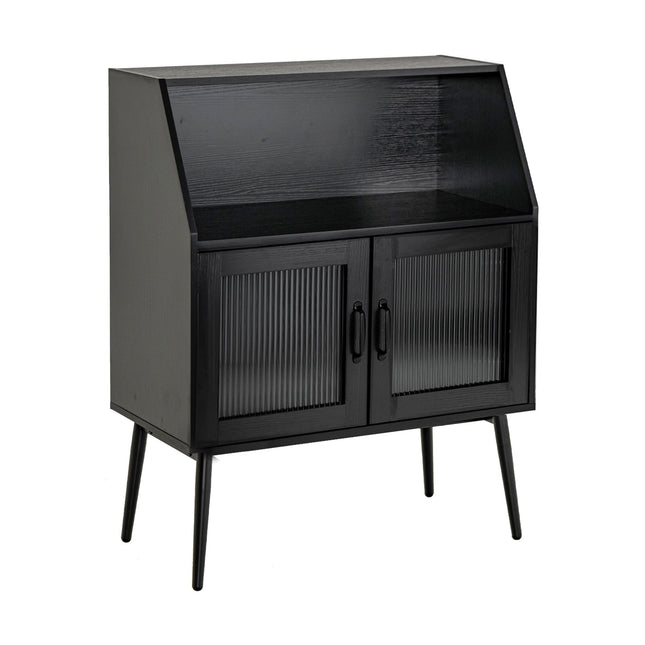 Buffet Cabinet Sideboard, 2 Glass Doors, Black