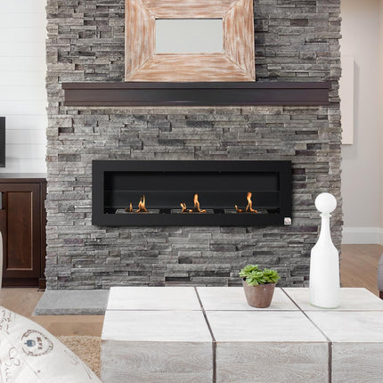 Built-In Ethanol Fireplace, 3 Burners, 120cm, Black