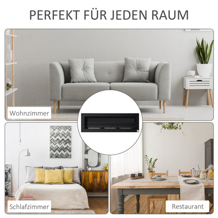 Built-In Ethanol Fireplace, 3 Burners, 120cm, Black