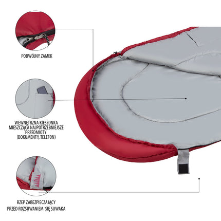 Burgundy-Grey Sleeping Bag, Size L, Lightweight