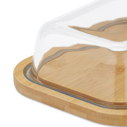 Butter dish in bamboo and glass