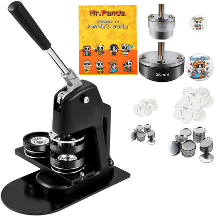Button Maker Machine, 1.25 and 2.25 In, 500-Piece Kit