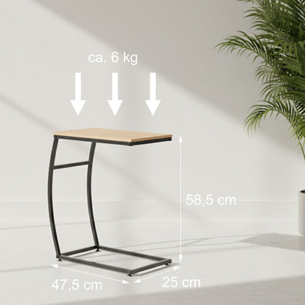 C-Shaped End Table – Metal & MDF, Sofa & Bed Use