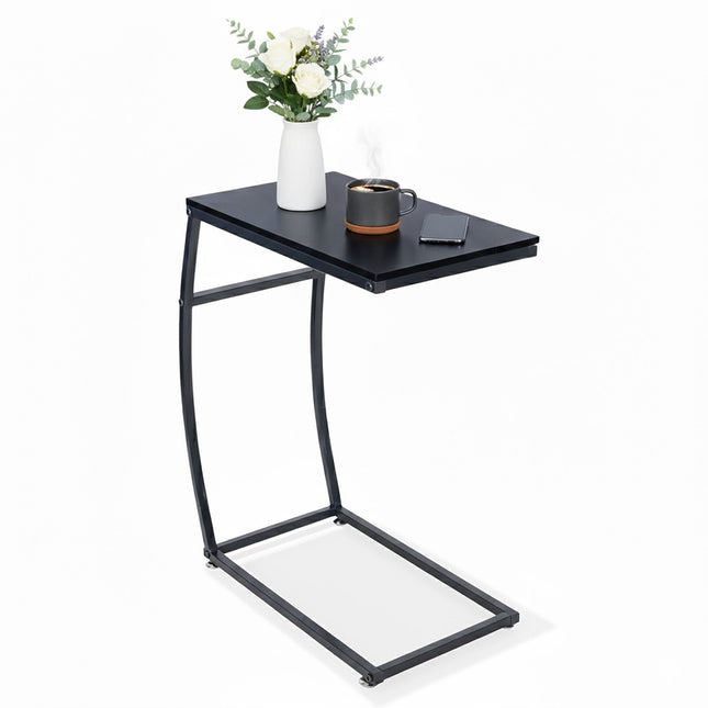 C-Shaped End Table – Metal & MDF, Sofa & Bed Use